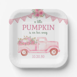 Plato De Papel Pequeño Chica de calabaza Baby Shower