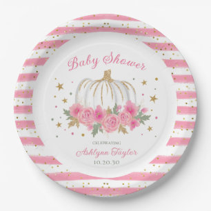 Plato De Papel Pequeño Chica de calabaza Baby Shower