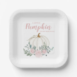 Plato De Papel Pequeño Chica de calabaza Baby Shower