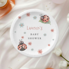 Plato De Papel Pequeño Chica de insectos Ladybug Baby Shower