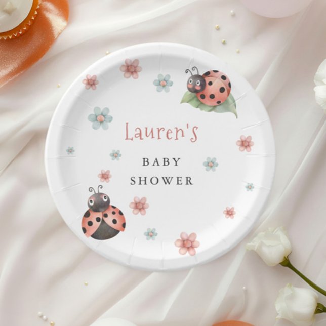 Plato De Papel Pequeño Chica de insectos Ladybug Baby Shower (Subido por el creador)