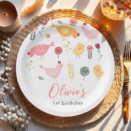 Plato De Papel Pequeño Chica de pollo Granja Pascua Cumpleaños