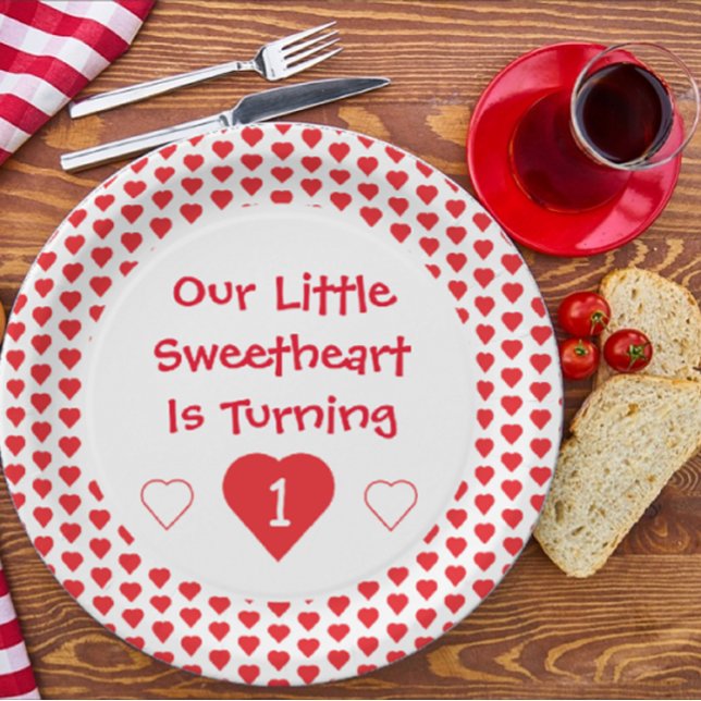 Plato De Papel Pequeño corazón primer cumpleaños (Subido por el creador)