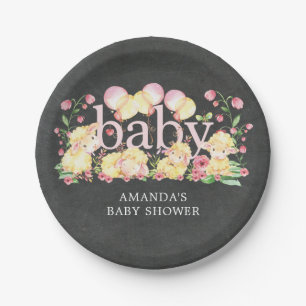 Plato De Papel Pequeño cordero dulce Baby Shower 7" placa