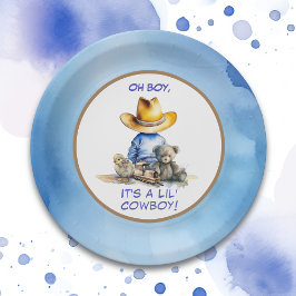 Plato De Papel Pequeño Cowboy Thalem Baby Shower