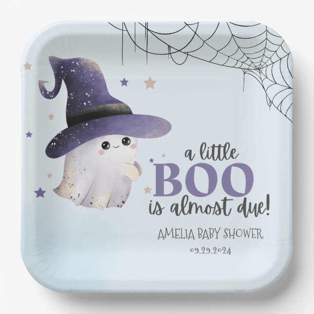 Plato De Papel Pequeño cuco acuarela otoño niño ducha bebé (Anverso)