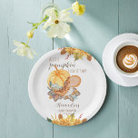 Plato De Papel Pequeño dinosaurio de calabaza caída ducha bebé<br><div class="desc">Pequeños dinosaurios de calabaza caen ducha de bebé monogramados personalizados plancha de papel impreso plantilla decoración de mesa personalizada. Sexo neutral adecuado para niños y chicas otoño tema de las placas de ducha para bebés</div>