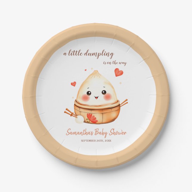 Plato De Papel Pequeño Dumpling Cuaderno Baby Shower (Anverso)