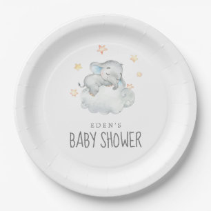Plato De Papel Pequeño elefante durmiente Baby Shower