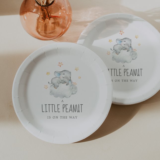 Plato De Papel Pequeño elefante pequeño maní Baby Shower (Subido por el creador)