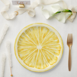 Plato De Papel Pequeño encanto en camino Lemon cítrico baby showe