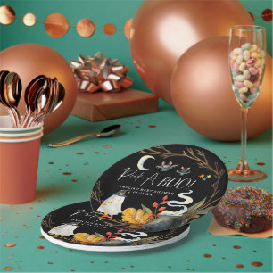 Plato De Papel Pequeño Fantasma   Baby Shower de Halloween adorab