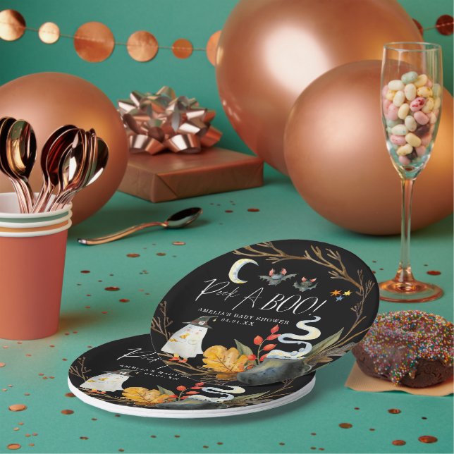 Plato De Papel Pequeño fantasma | Cute Halloween Baby Shower (Multi)