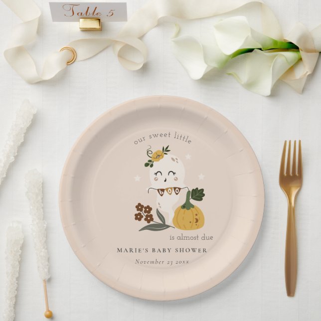 Plato De Papel Pequeño fantasma de Rubor de Halloween (Boda)