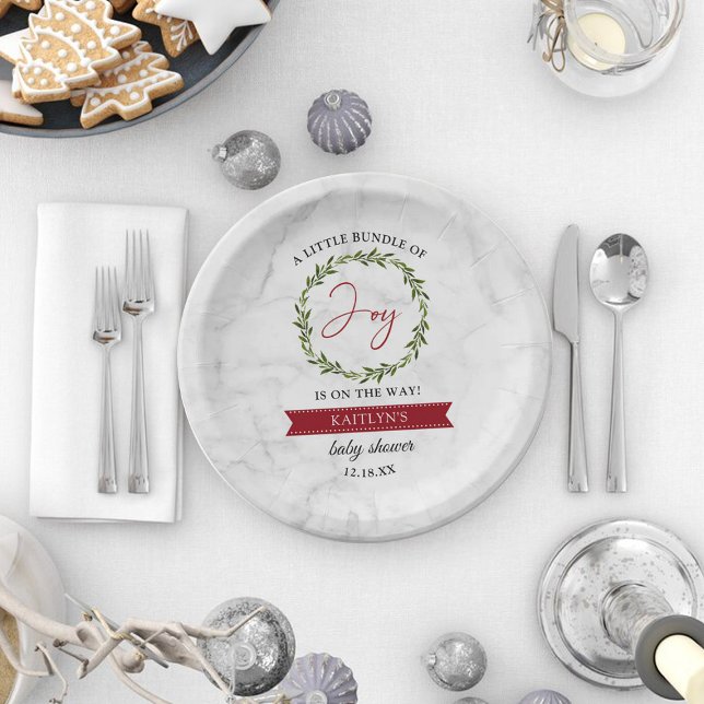 Plato De Papel Pequeño Grupo De Navidades De Alegría Baby Shower (Subido por el creador)