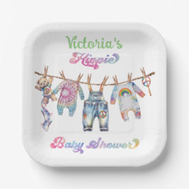 Plato De Papel Pequeño hippie tinte de tela de tinta Baby Shower