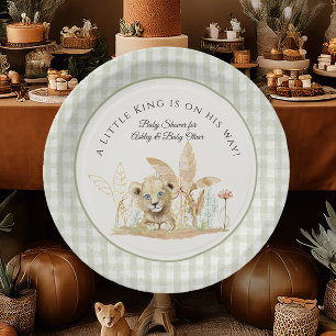 Plato De Papel Pequeño león Rey Safari Jungle Boy Baby Shower