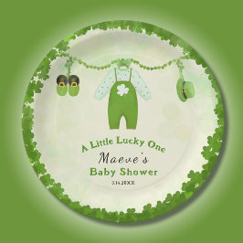 Plato De Papel Pequeño Lucky One Shamrock Baby Set Baby Shower
