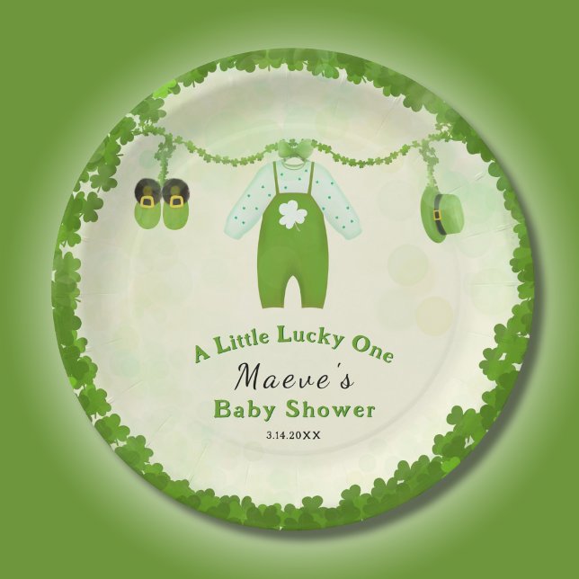 Plato De Papel Pequeño Lucky One Shamrock Baby Set Baby Shower (Subido por el creador)