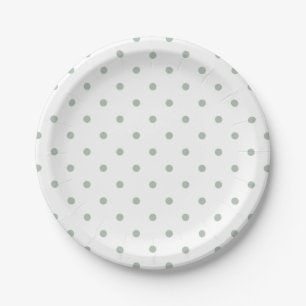Plato De Papel Pequeño modelo de lunares: Verde salvia