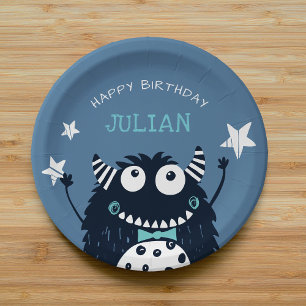Plato De Papel Pequeño Monstruo   Fiesta de cumpleaños de niños p
