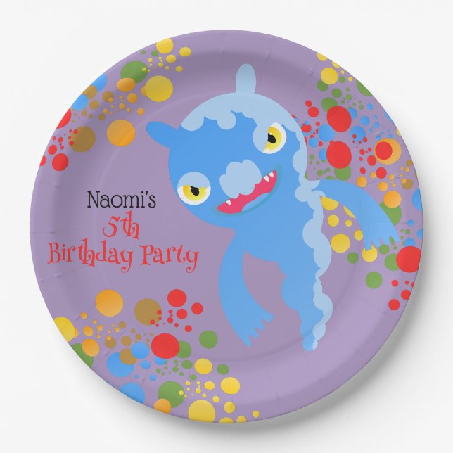 Plato De Papel Pequeño Monstruo Fiesta y fiesta de cumpleaños de  (Anverso)