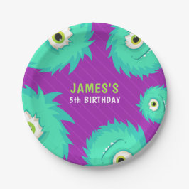 Plato De Papel Pequeño Monstruo Púrpura