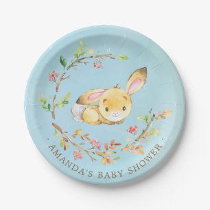 Plato De Papel Pequeño muchacho dulce Baby Shower 7" del conejit