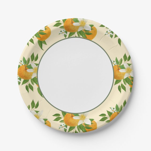 Plato De Papel Pequeño Naranja de Cutie Baby Shower - Mercado org (Anverso)