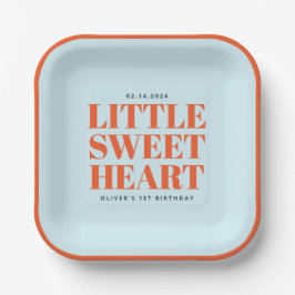 Plato De Papel Pequeño novio primer cumpleaños