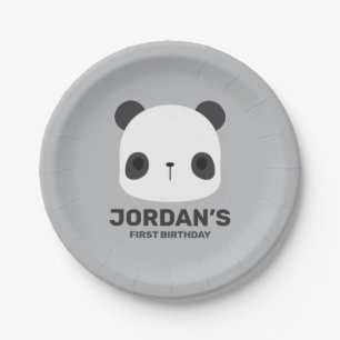 Plato De Papel Pequeño oso oso panda con nombre personalizado