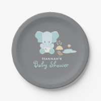 Pequeño pájaro Baby Shower del elefante azul