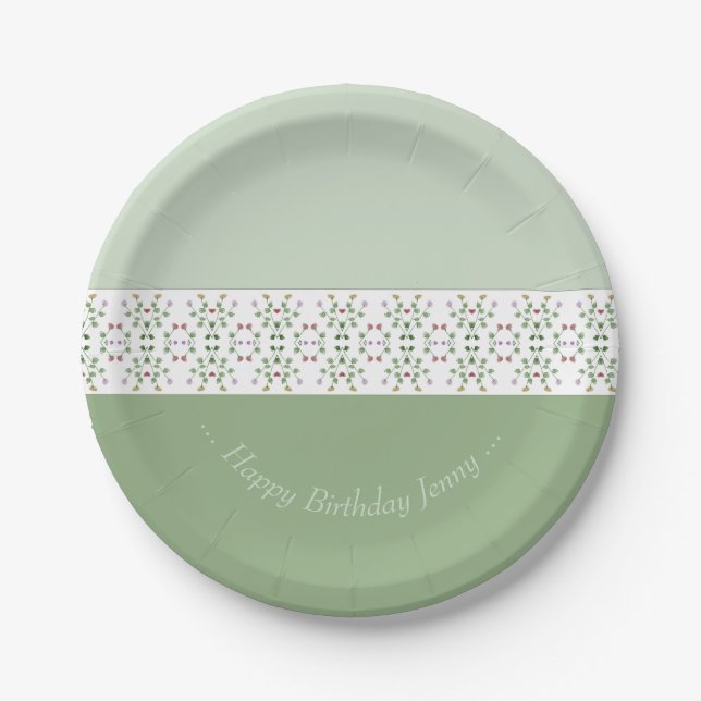 Plato De Papel Pequeño patrón floral acentuado (Anverso)