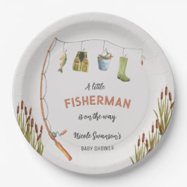 Plato De Papel Pequeño pescador pescando placas de papel Baby Sho
