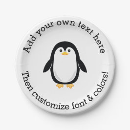 Plato De Papel Pequeño pingüino lindo