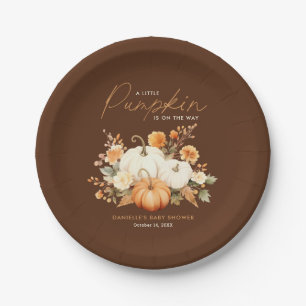 Plato De Papel Pequeño Pumpkin Floral Boho Botánico Baby Shower