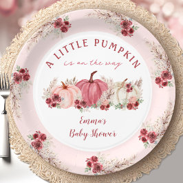 Plato De Papel Pequeño Pumpkin Marsala Cae Chica Baby Shower