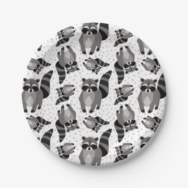 Plato De Papel Pequeño Raccoon Rascal viene a cenar (Anverso)