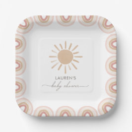 Plato De Papel Pequeño rayo de luz solar Boho Chica Baby Shower