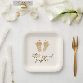 Plato De Papel Pequeño rayo de Sunshine Boho Baby Shower