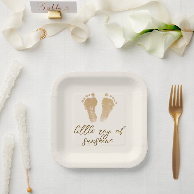 Plato De Papel Pequeño rayo de Sunshine Boho Baby Shower (Boda)