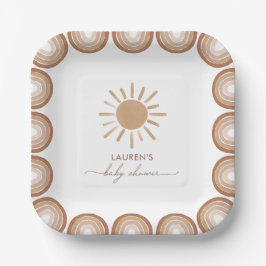 Plato De Papel Pequeño rayo de Sunshine Boho Baby Shower