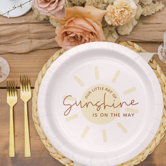 Plato De Papel Pequeño rayo de Sunshine Boho Baby Shower (Subido por el creador)