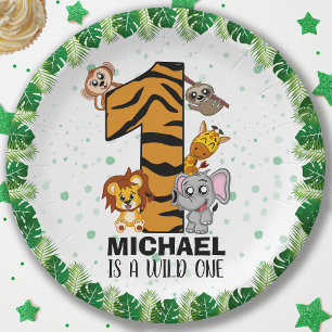 Plato De Papel Pequeño salvaje Un Safari Jungle Animales de prime