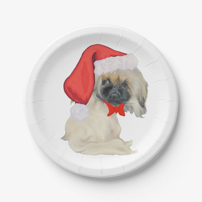Plato De Papel Pequeño Santa Pekinés (Anverso)