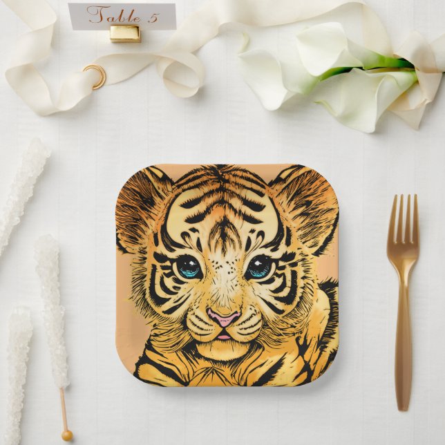 PLATO DE PAPEL PEQUEÑO TIGRE (Boda)