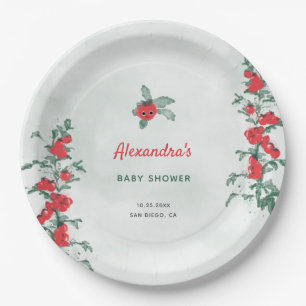 Plato De Papel Pequeño tomate Rústico Moda acuarela Baby Shower
