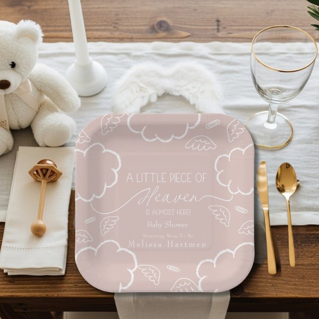 Plato De Papel Pequeño Trozo de Cielo Rosa  (Little Piece of Heaven Pink Paper Plates)