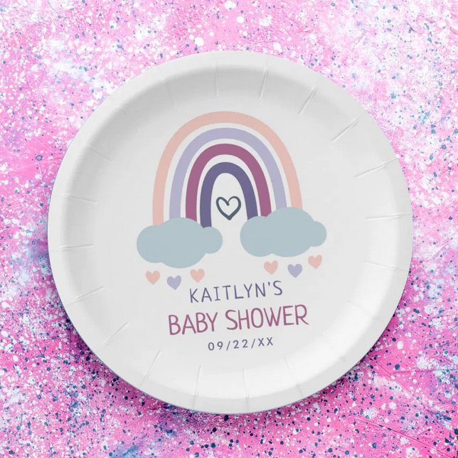 Plato De Papel Pequeño y bonito Baby Shower arcoiris (Subido por el creador)