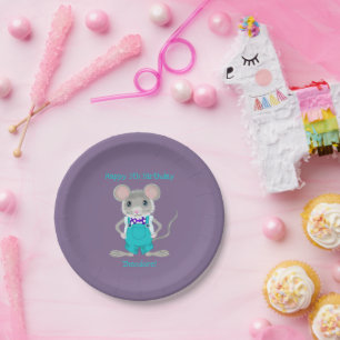 Plato De Papel Pequeño y elegante personalizado de ratón Aniversa